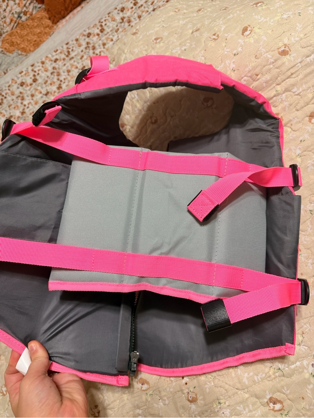& Other Stories Gray and Hot Pink Dog Life Jacket